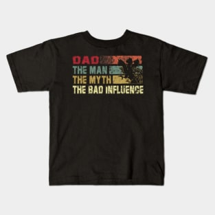 Mens Uncle the Man the Myth the Bad Influence Vintage Cat Father's Day Gift Dad Kids T-Shirt